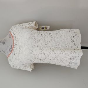 Lace Short Sleeve Sheer Top Zipper Back Womens Medium Style &co NWT